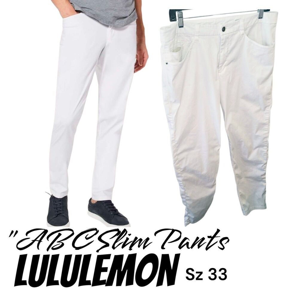 Lululemon Sz 33 ABC Slim Fit Swift Cotton 5 Pocket Casual Stretch Logo Pants